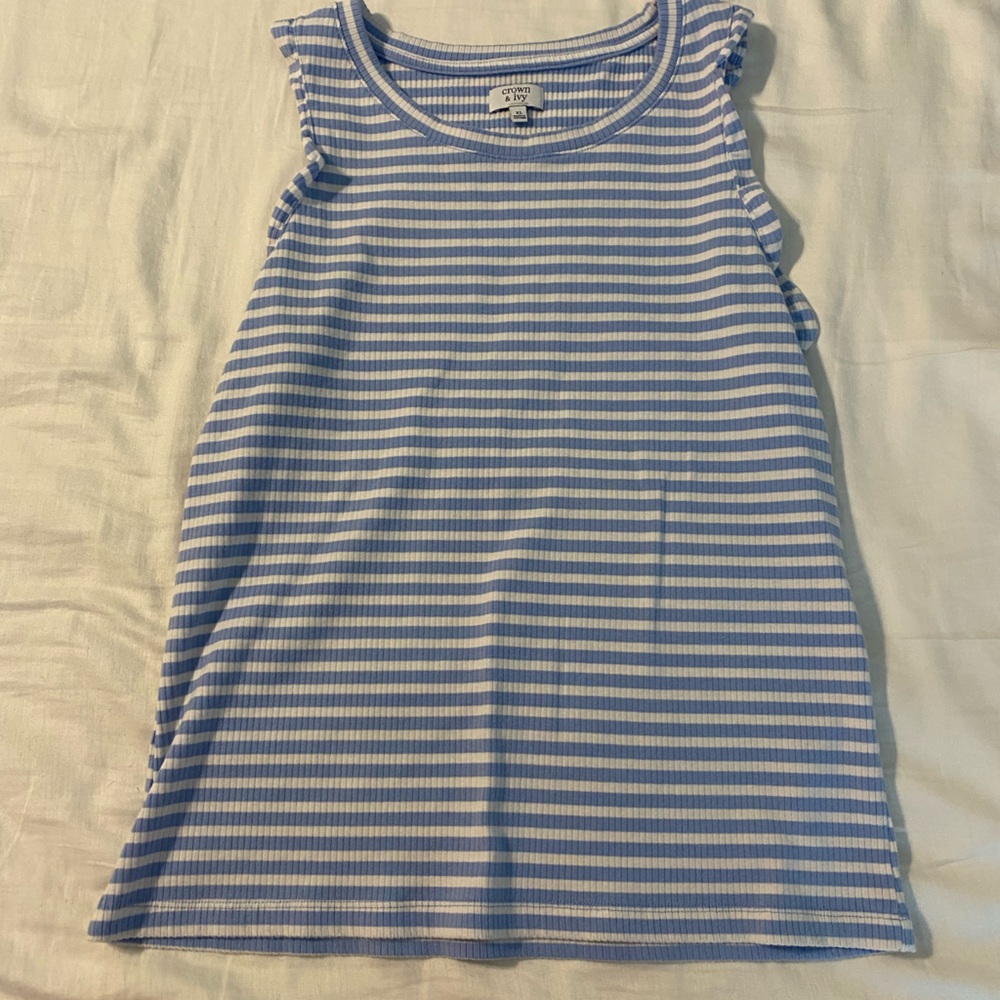 Crown and Ivy Striped Blue and white Tank Top